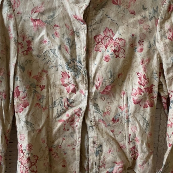 Vintag Ralph Lauren Chinese Rose Print Linen Mandarin Jacket  EUC - Picture 6 of 14